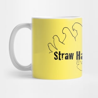 Straw Hat Parrots Outline Black Mug